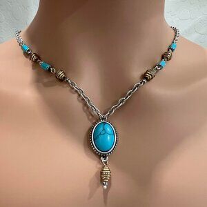 Patricia Nash Turquoise Color Beads Necklace Nickel Free Size Adjustable 21"